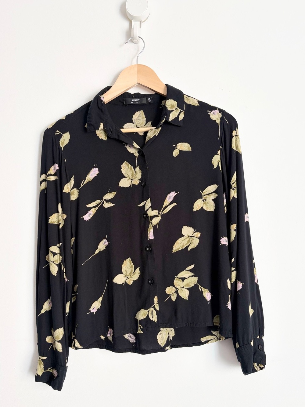 Obey Worldwide Rose Print Blouse Soft Grunge XS